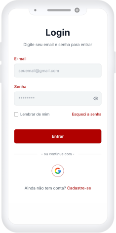 Baixe o app e cadastre-se